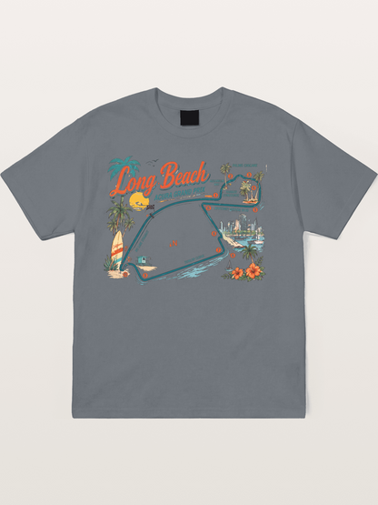 Long Beach Circuit Track Map Graphic Cotton T-shirt