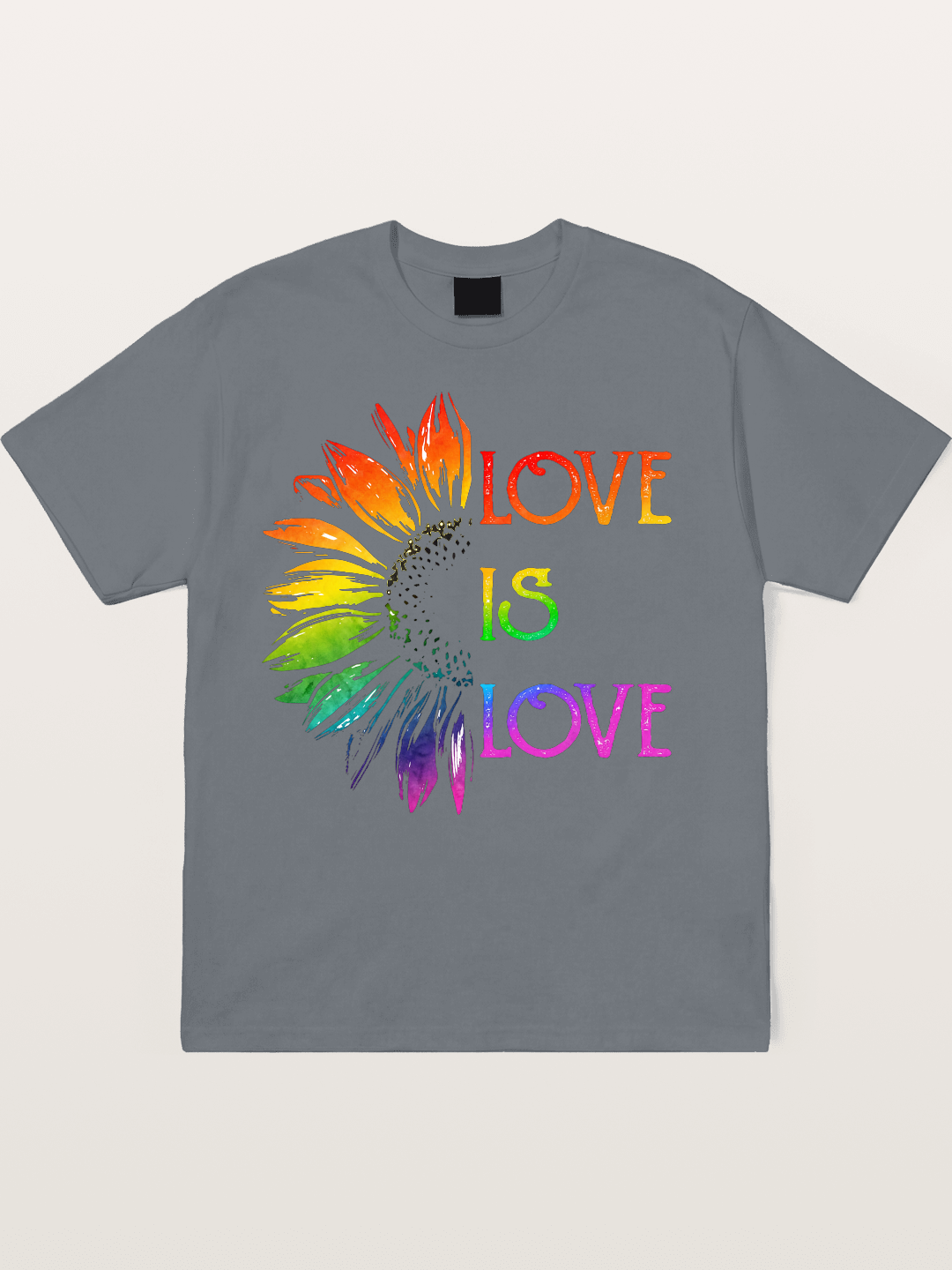Rainbow Sunflower Love Print Cotton T-shirt