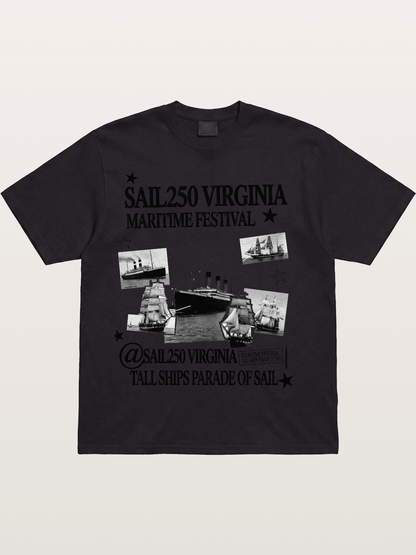 Collage Black White Sailboat Card Cotton T-shirt