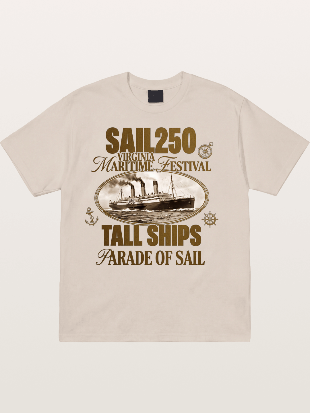 Vintage Sail Ship Maritime Print Cotton T-shirt