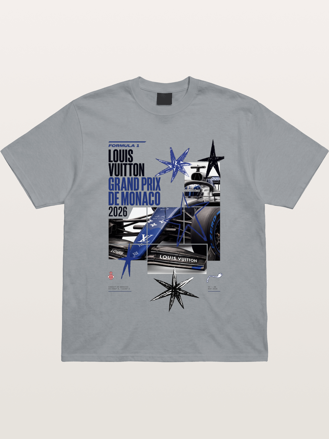 Blue LV F1 Monaco Poster Gildan T-shirt