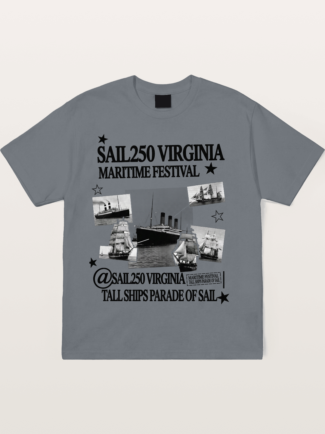 Collage Black White Sailboat Card Cotton T-shirt