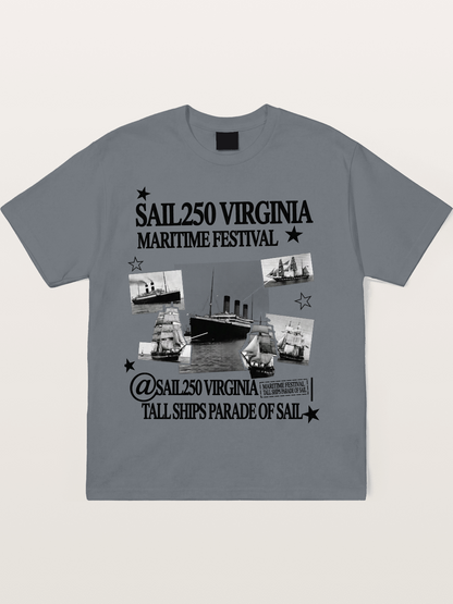 Collage Black White Sailboat Card Cotton T-shirt