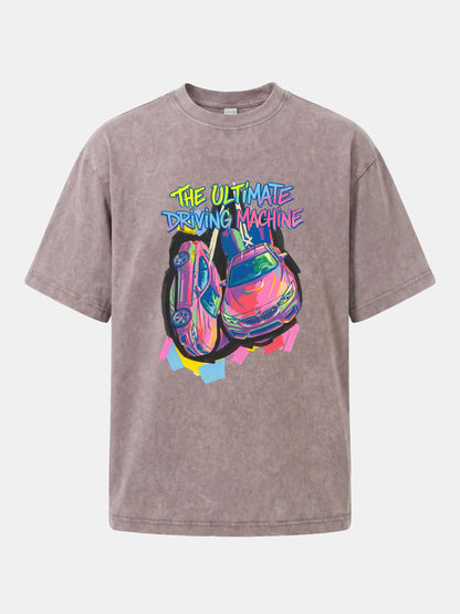 Graffiti BMW Driving Machine Washed T-shirt