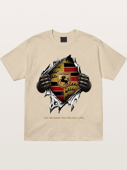 Porsche Crest Tear Through Effect Gildan T-shirt