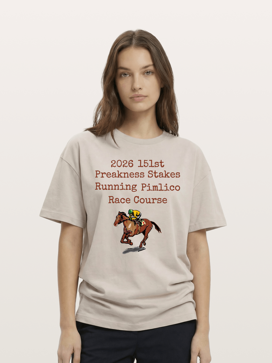151st Preakness Yellow Silks Horse Cotton T-shirt