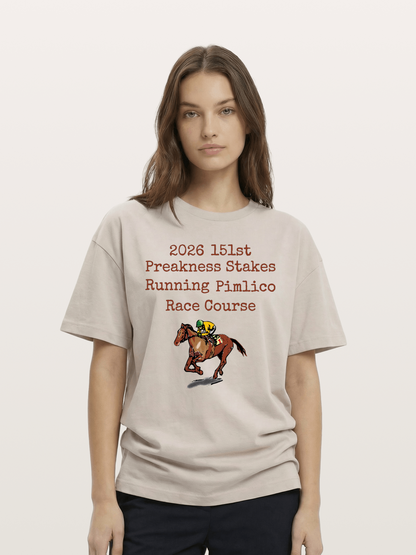 151st Preakness Yellow Silks Horse Cotton T-shirt