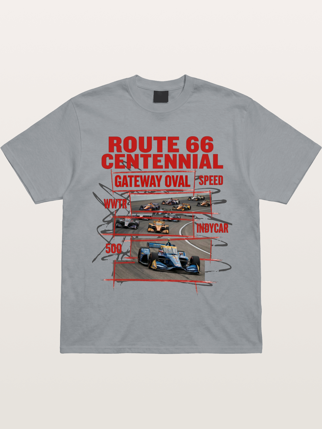 Red Sketch Route66 Race Poster Gildan T-shirt