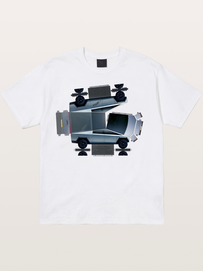 Cybertruck Paper Craft Print Cotton T-shirt