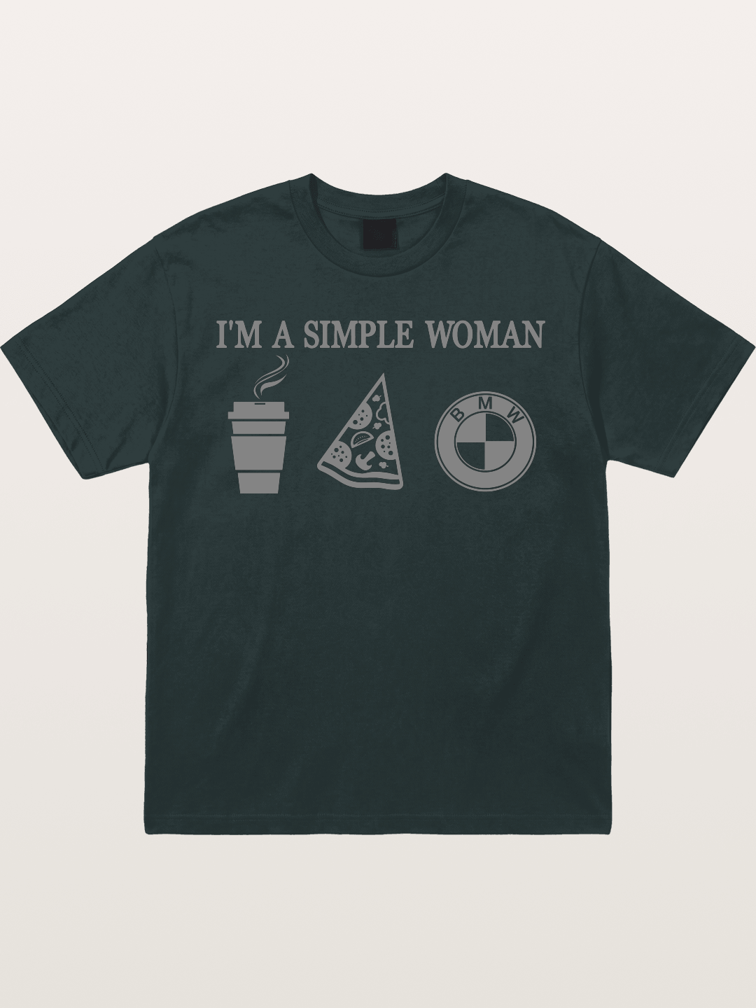 Simple Woman BMW Coffee Pizza Art Gildan T-shirt