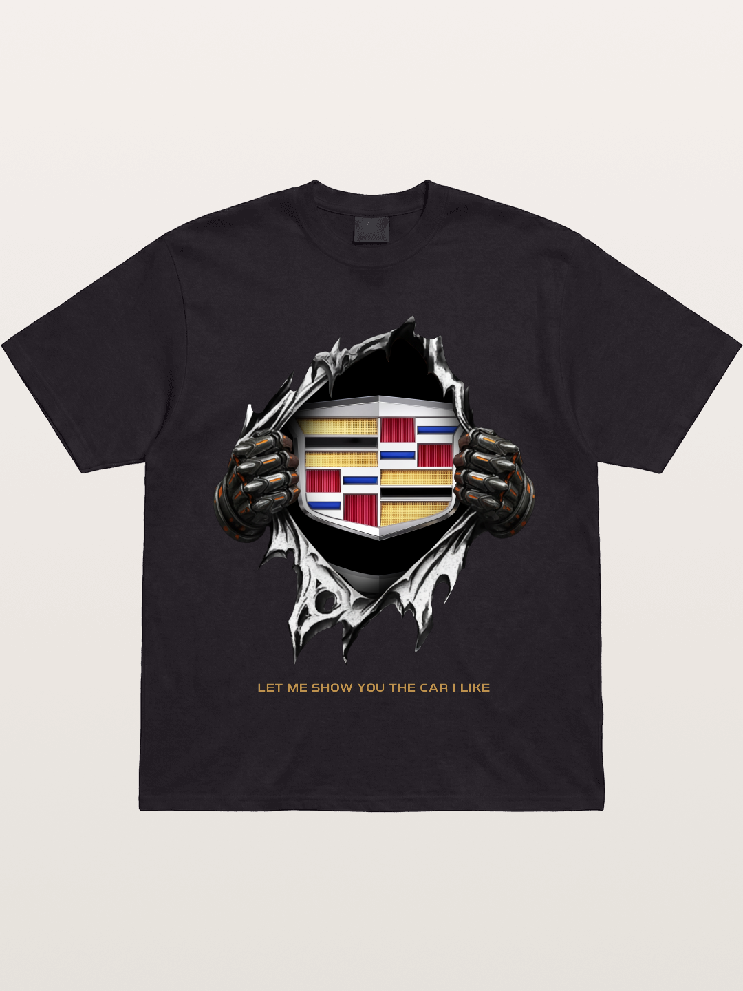 Cadillac Crest Tear Through Effect Gildan T-shirt