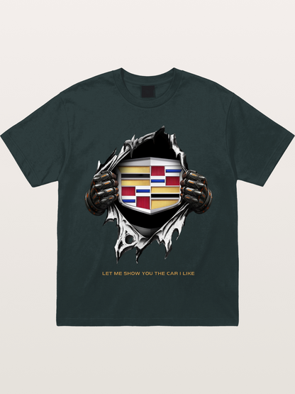 Cadillac Crest Tear Through Effect Gildan T-shirt