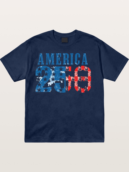 America 250 Grunge Typography Cotton T-shirt