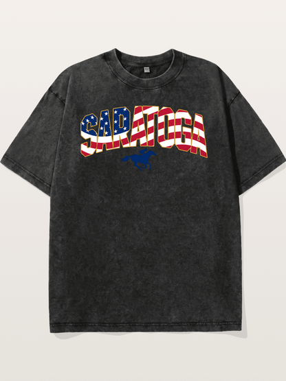 Saratoga Horse Racing American Colors Washed T-shirt