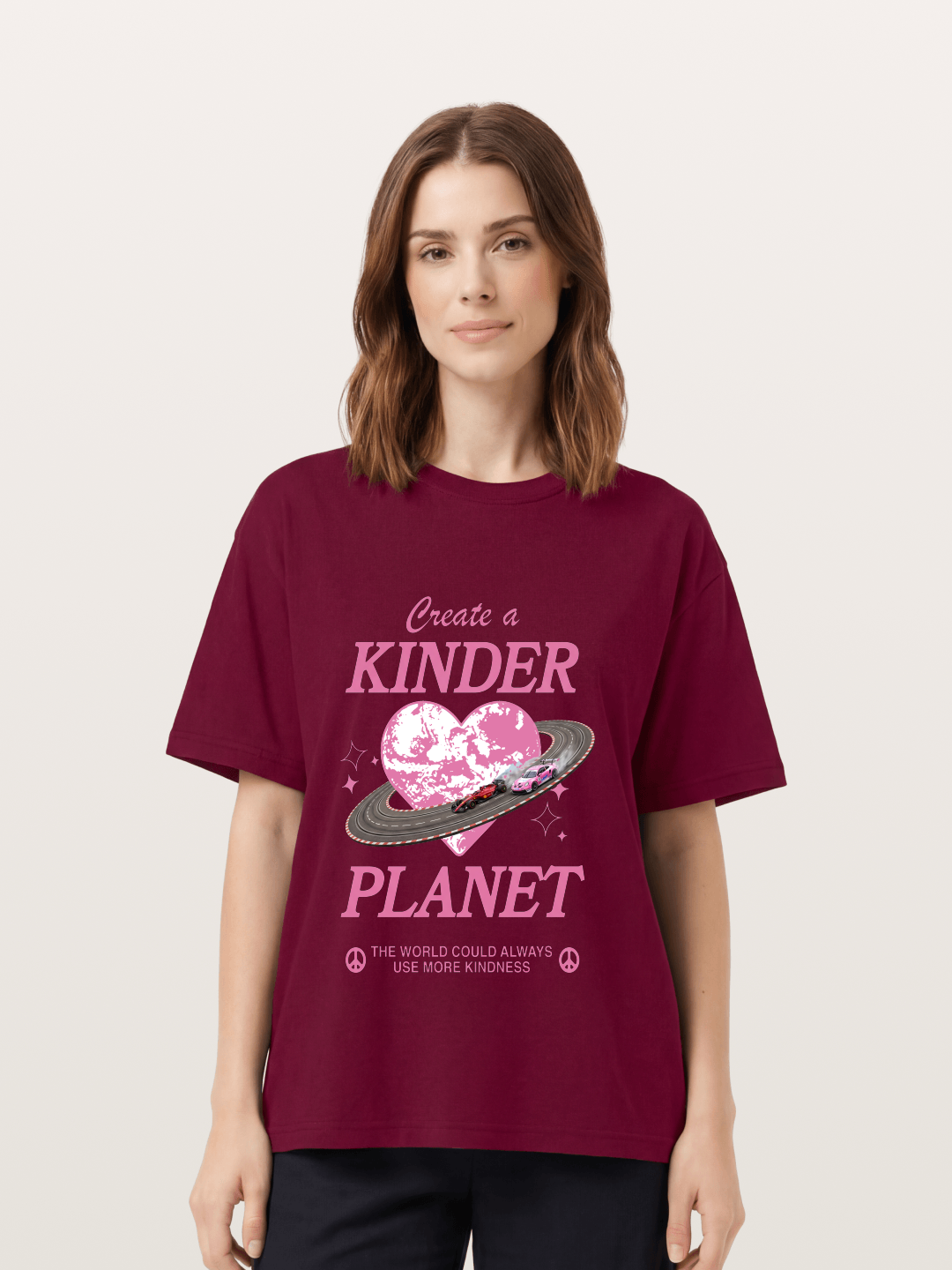 Pink Heart Earth Race Gildan T-shirt