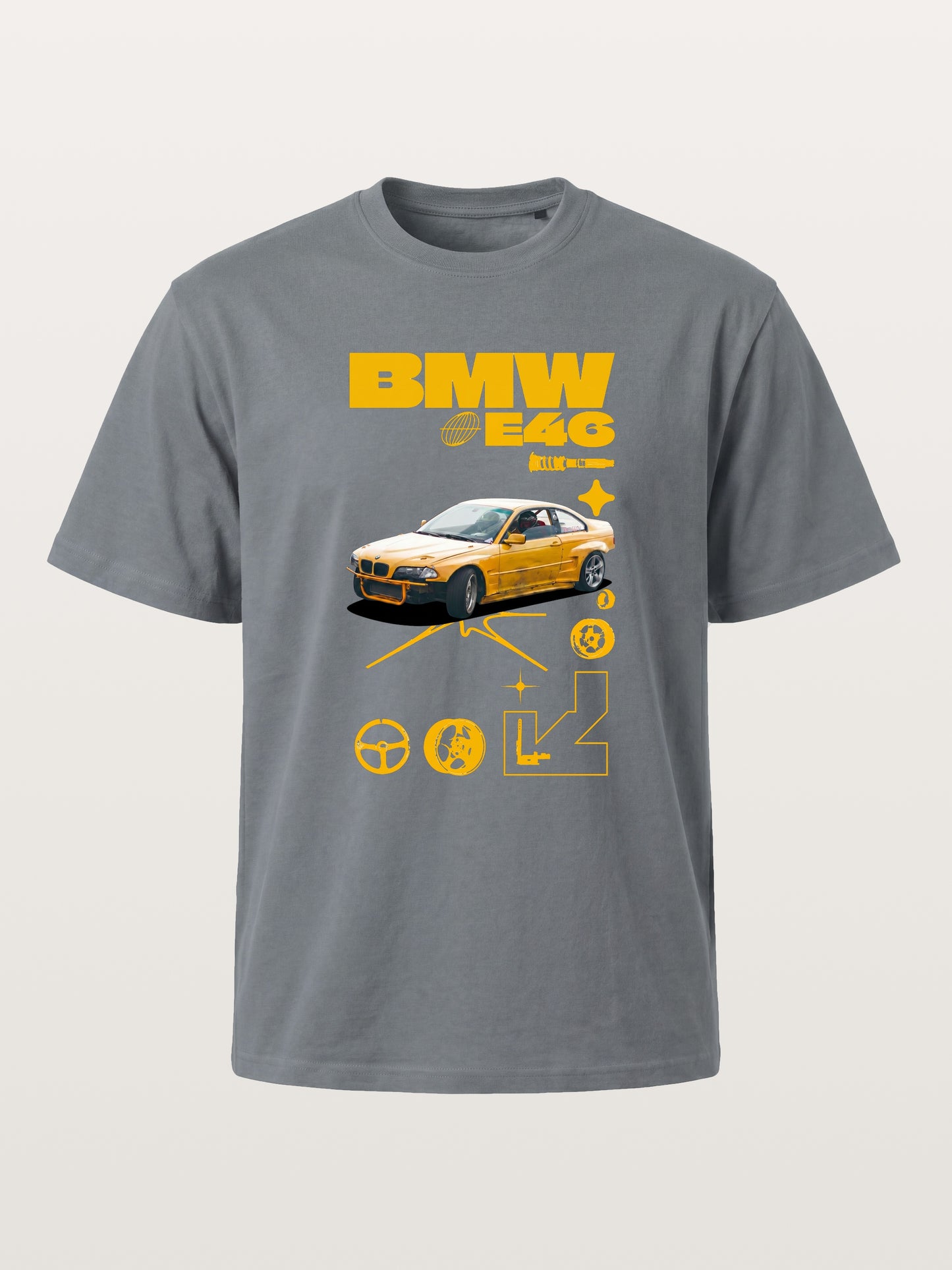 BMW E46 Yellow Tuner Print Cotton T-shirt