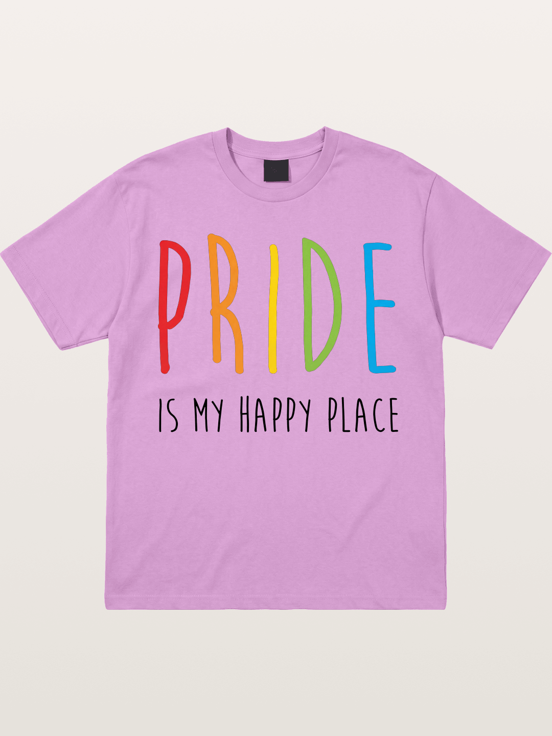 Pride Is My Happy Place Rainbow Text Gildan T-shirt