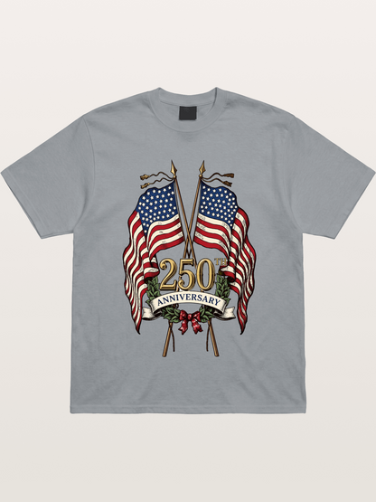 US Flags Anniversary Poster Gildan T-shirt