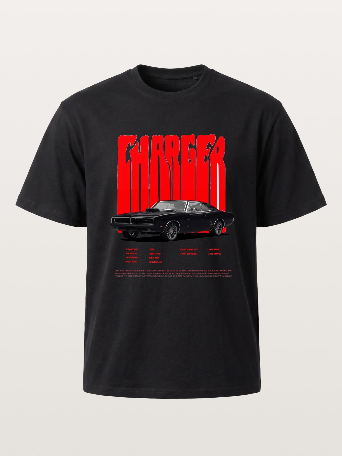 Red Charger Retro Muscle Print Gildan T-shirt