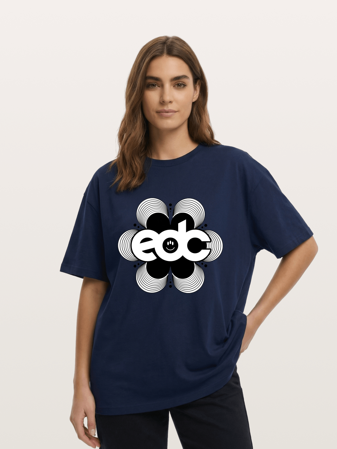 EDC Wavy Daisy Logo Design Cotton T-shirt