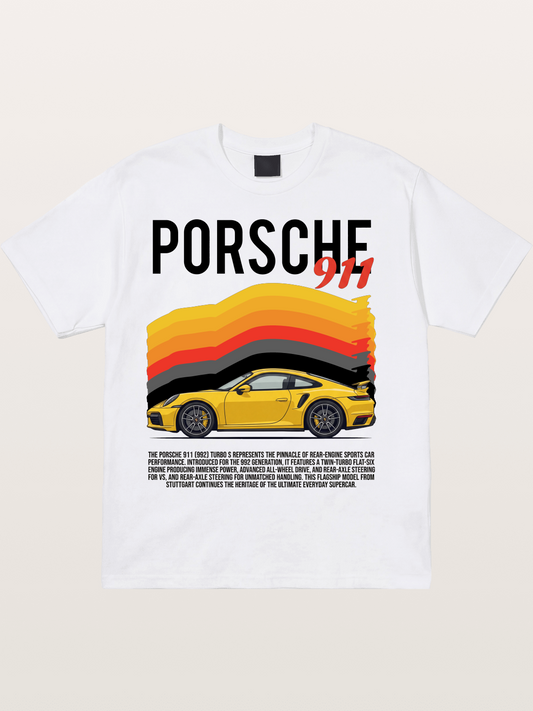 Yellow 911 Supercar Cotton T-shirt