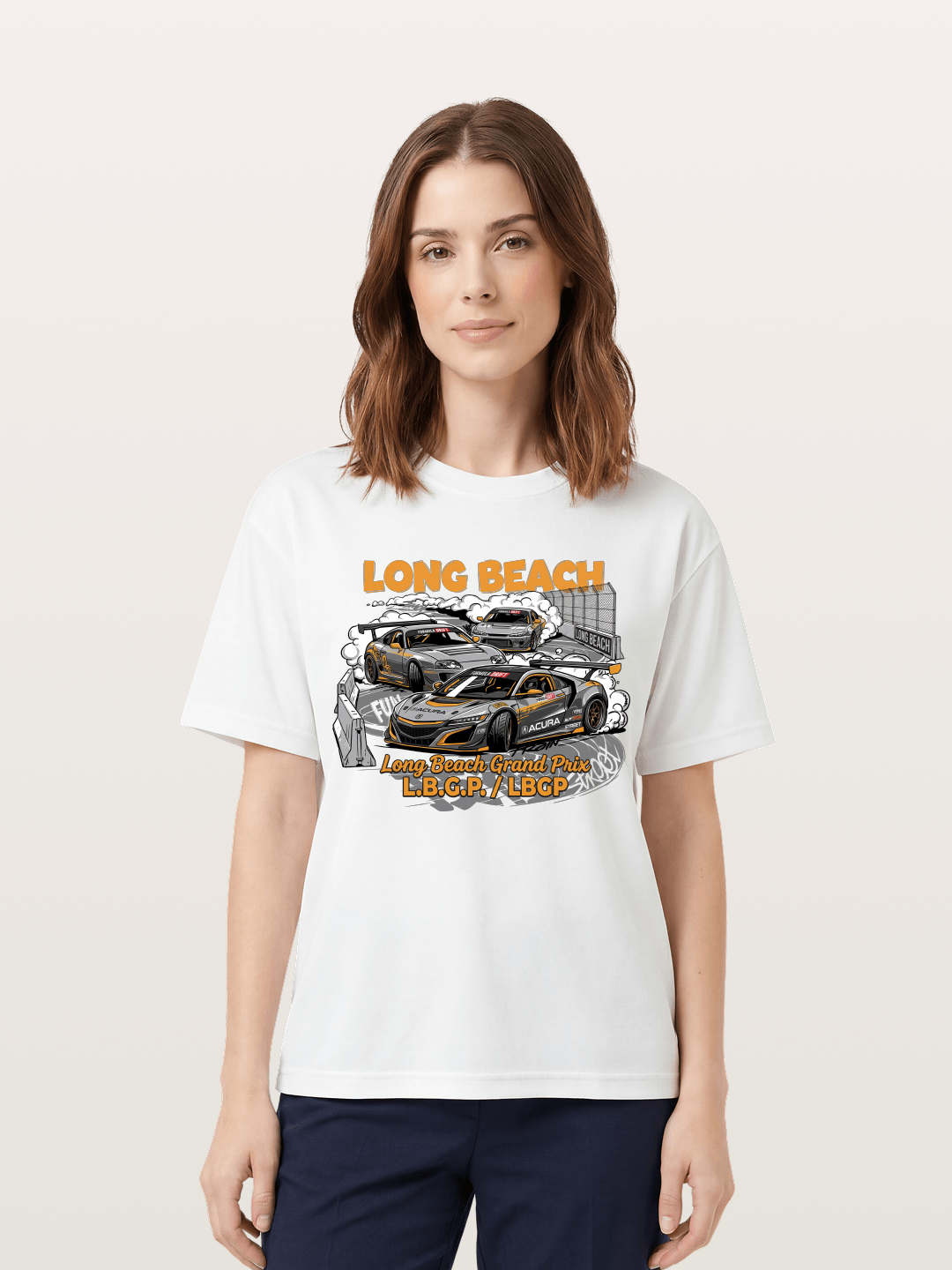 Long Beach Multi-Car Race Cotton T-shirt