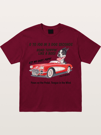 Dog Driving Corvette Road Trip Gildan T-shirt