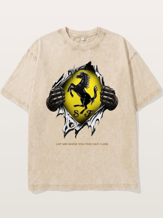 Ferrari Prancing Horse Tear Through Washed T-shirt
