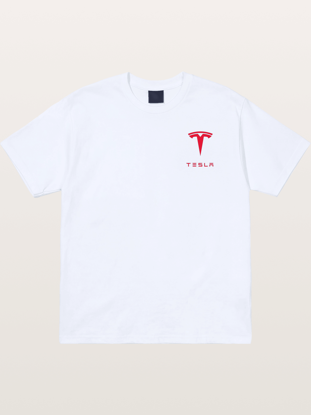Tesla Red Logo Sticker Gildan T-shirt
