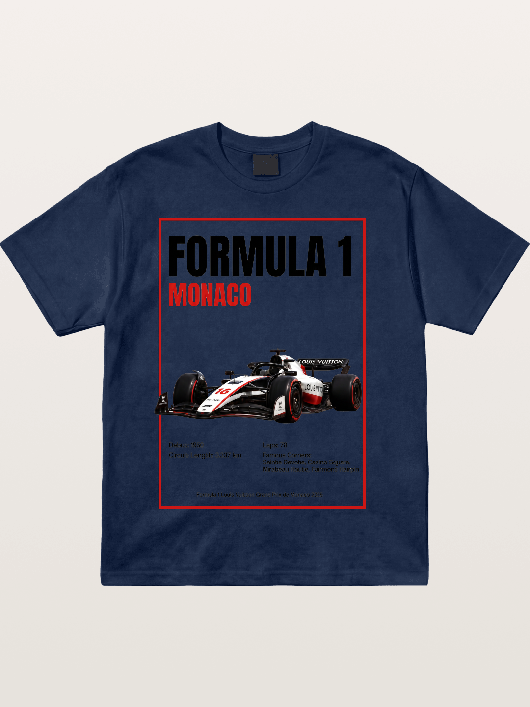 F1 Monaco LV Racing Car Poster Cotton T-shirt