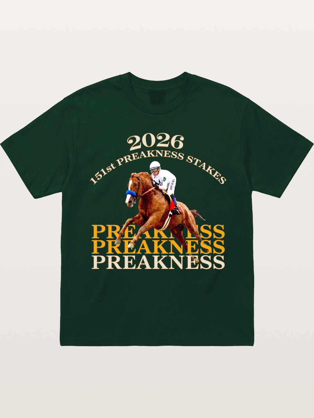 151st Preakness Jockey on Chestnut Horse Gildan T-shirt