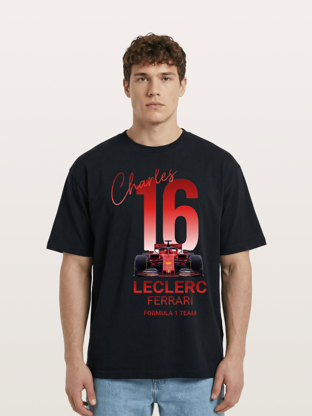 Charles Leclerc Ferrari 16 Art Cotton T-shirt