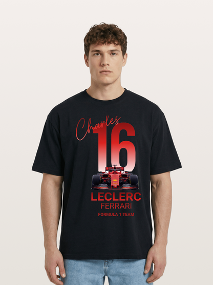 Charles Leclerc Ferrari 16 Art Cotton T-shirt