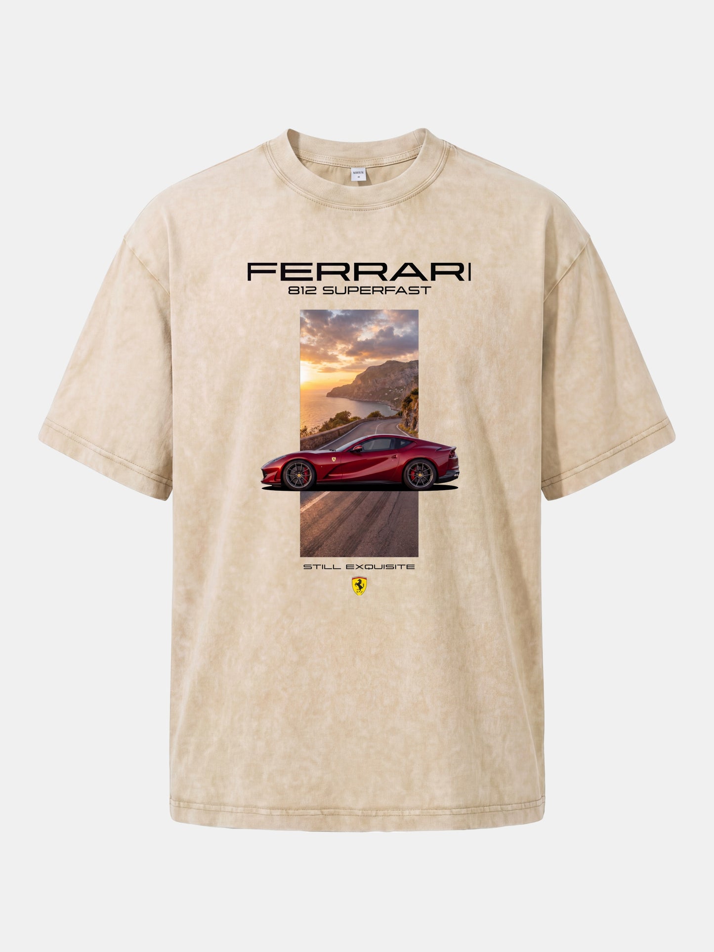 Ferrari 812 Tuscan Road Print Washed T-shirt