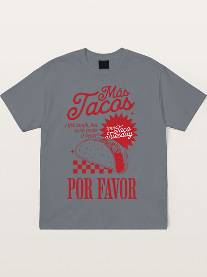 Mas Tacos Por Favor Funny Retro Art Cotton T-shirt