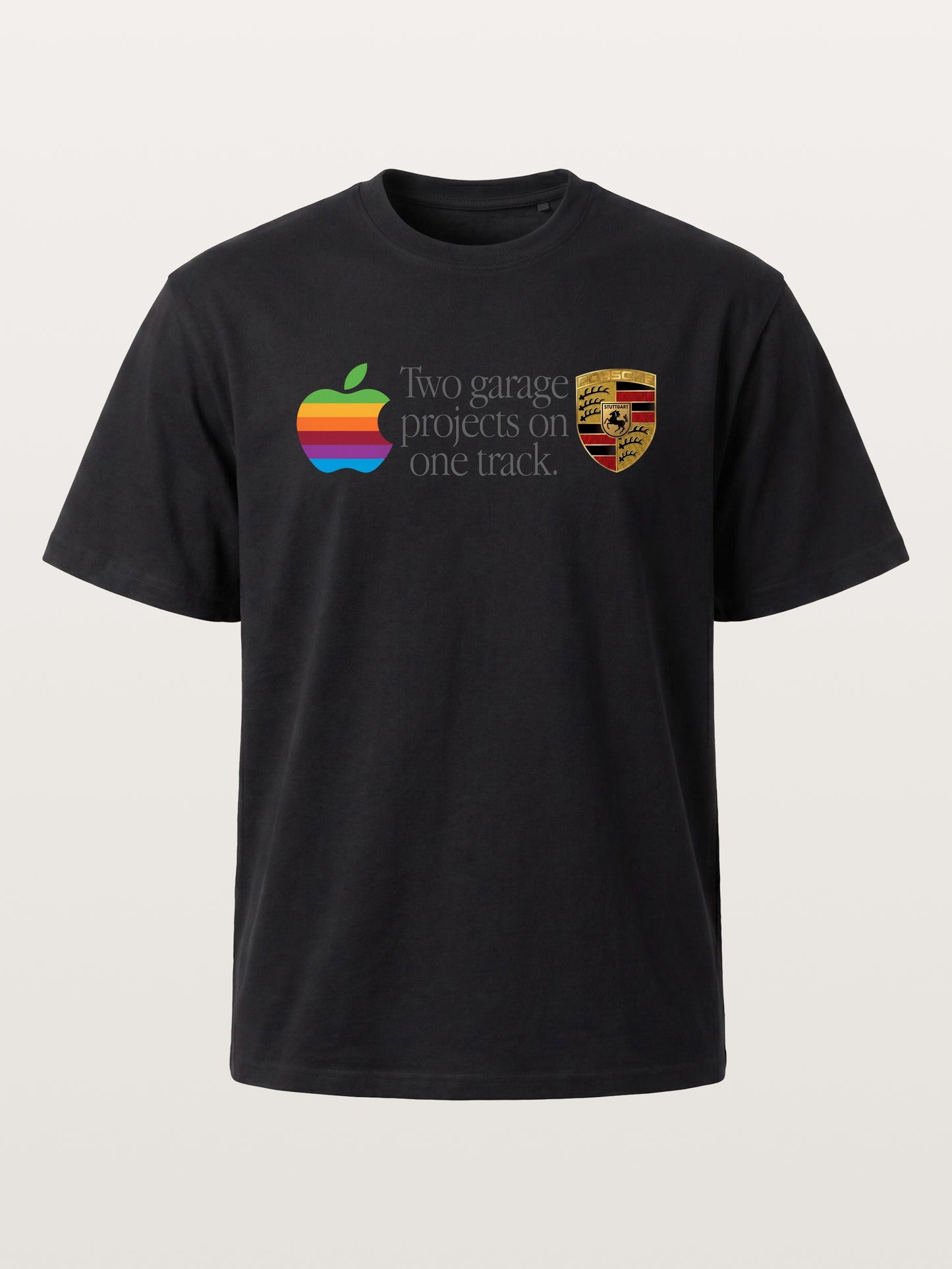 Rainbow Apple Porsche Garage Phrase Cotton T-shirt