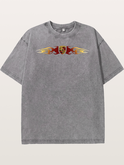 Porsche Crest Flame Stripe Washed T-shirt