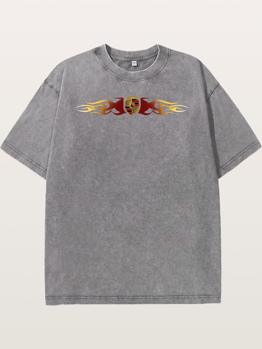 Porsche Crest Flame Stripe Washed T-shirt