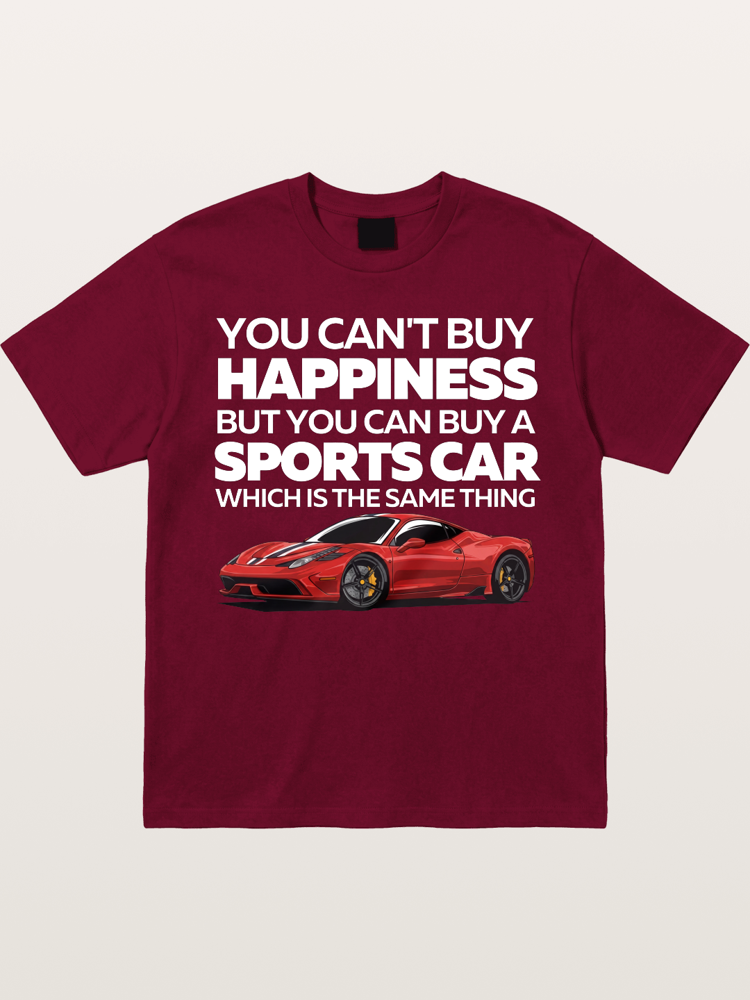Sports Car Happiness Quote Red Ferrari Gildan T-shirt
