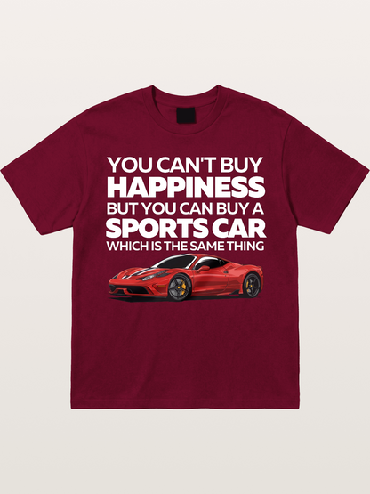 Sports Car Happiness Quote Red Ferrari Gildan T-shirt
