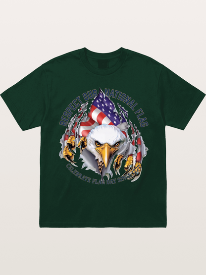 Ripped Flag Eagle Patriotic Print Gildan T-shirt