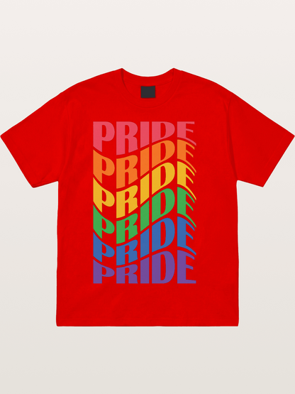 Repeated Pride Rainbow Gradient Design Cotton T-shirt