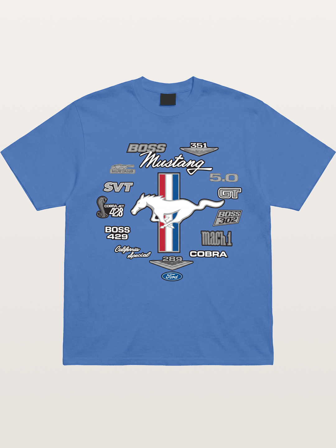 Ford Mustang Generations Badge Collection Gildan T-shirt