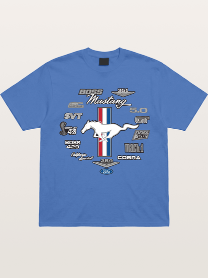 Ford Mustang Generations Badge Collection Gildan T-shirt