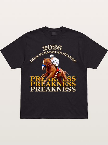 151st Preakness Jockey on Chestnut Horse Cotton T-shirt