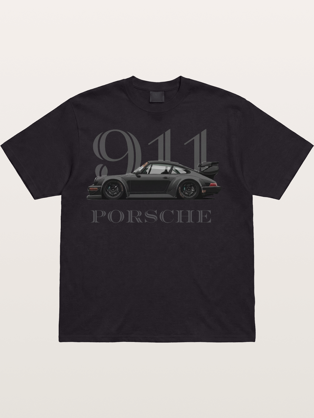 Porsche 911 Widebody Black Sports Car Cotton T-shirt