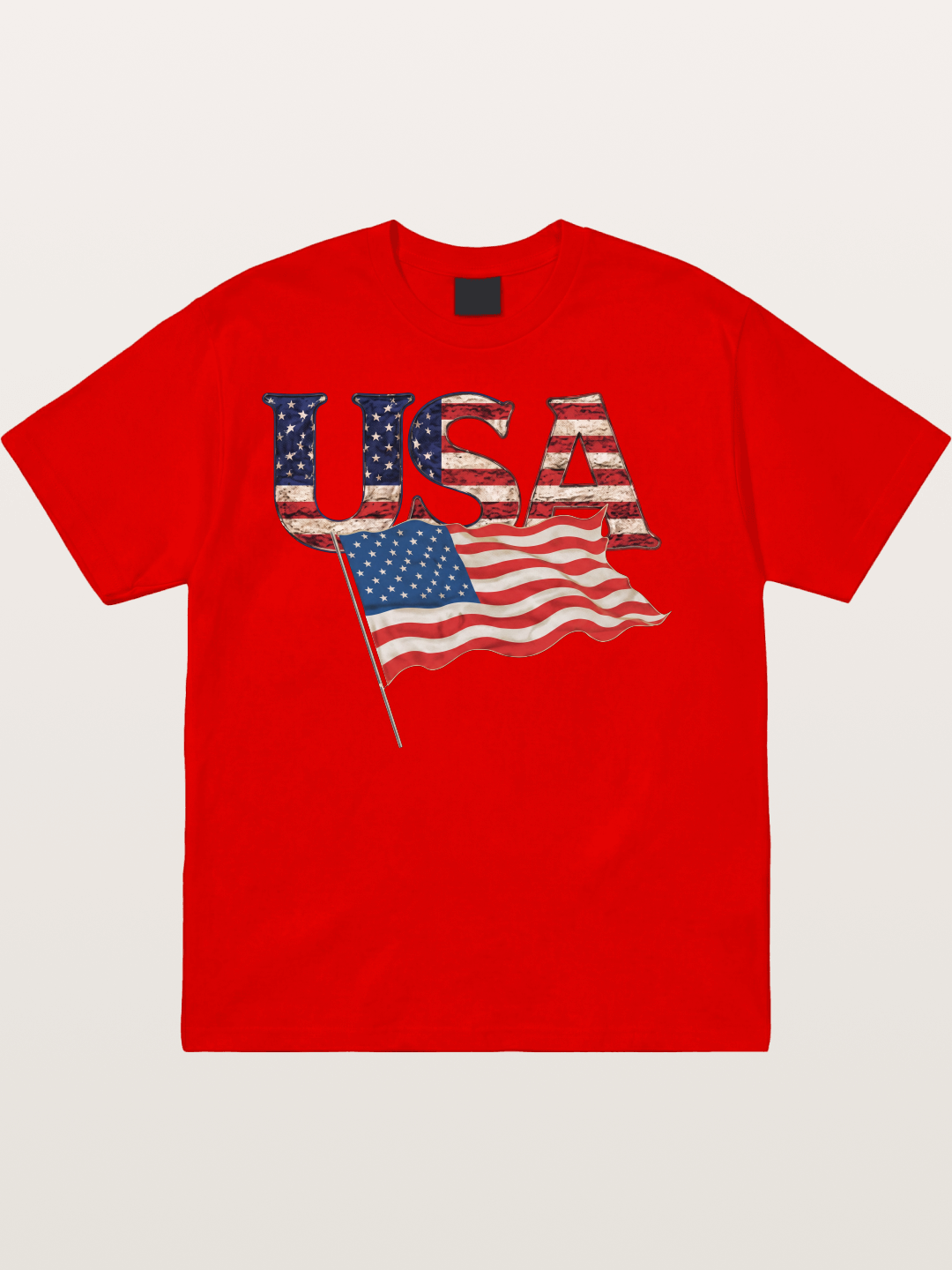 USA Letters American Flag Texture Cotton T-shirt