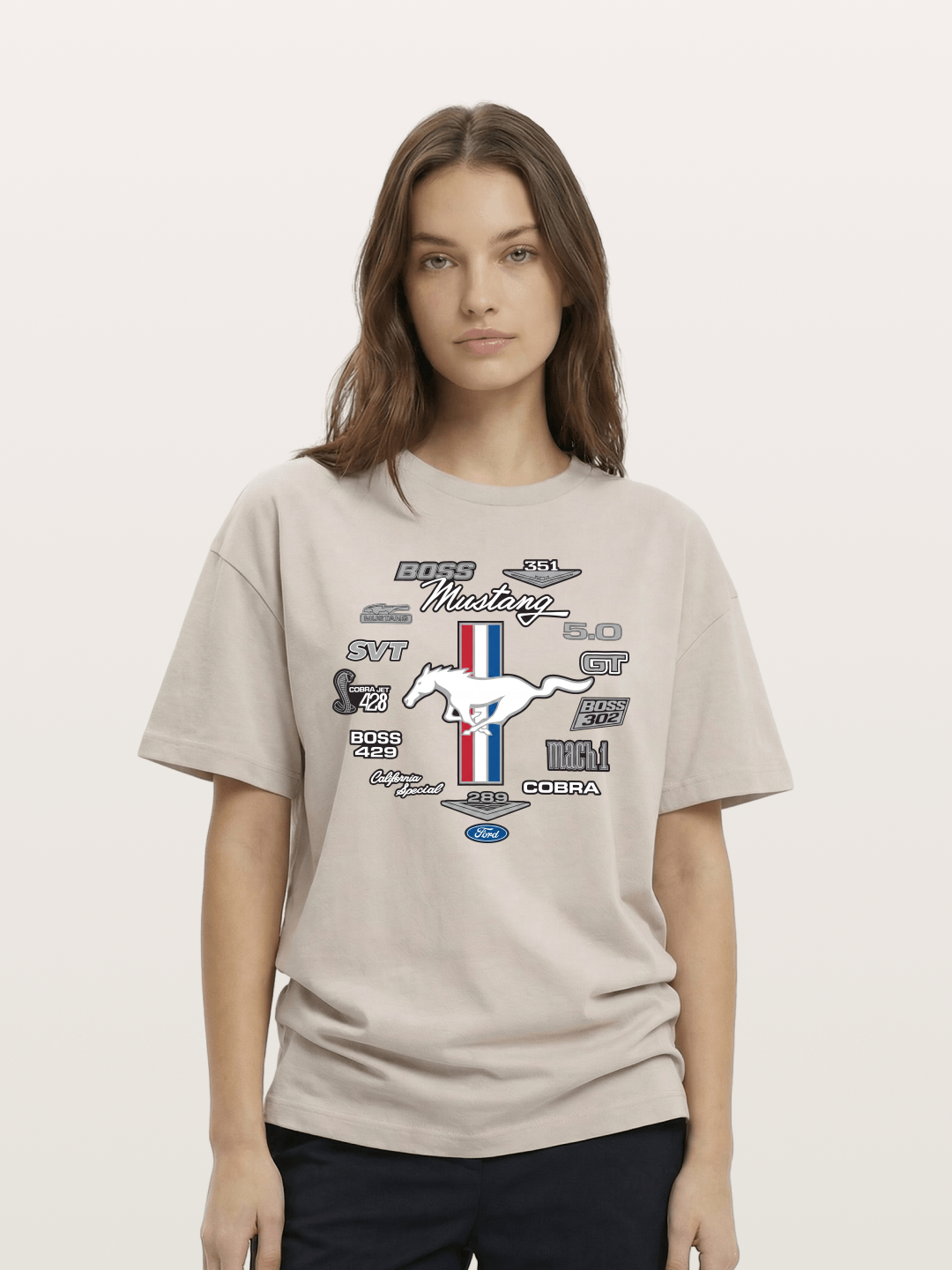 Ford Mustang Generations Badge Collection Cotton T-shirt