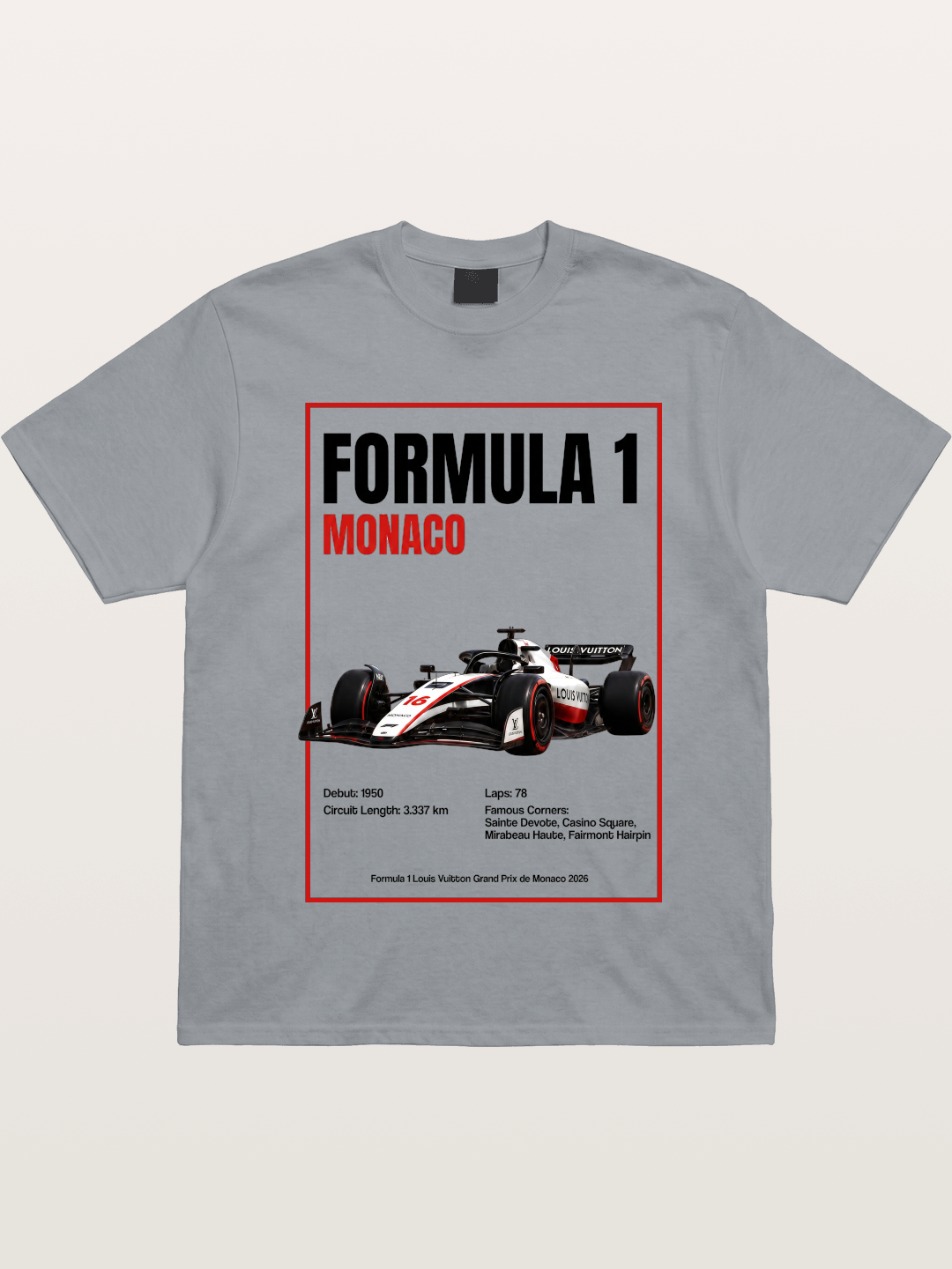 F1 Monaco LV Racing Car Poster Gildan T-shirt