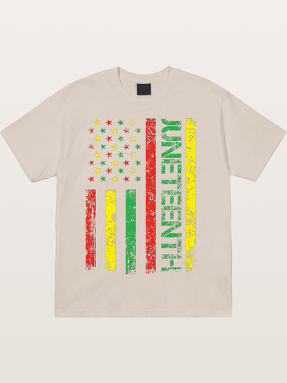 Juneteenth Stars and Stripes Design Cotton T-shirt
